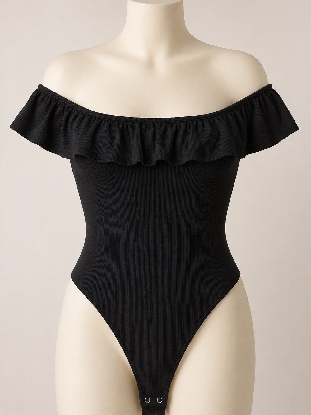 Express Black Off-Shoulder Ruffle Bodysuit